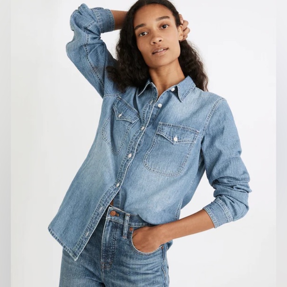 Madewell Denim Button-Up Shirt - XXS - Picture 3 of 5